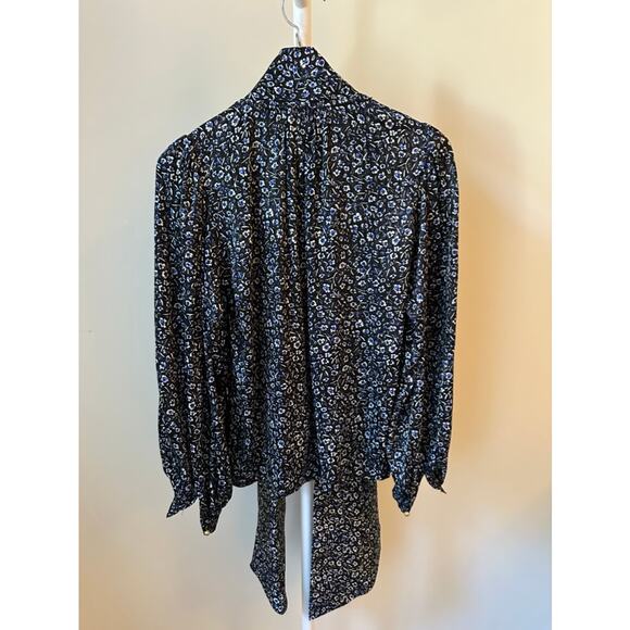 Tory Burch Silk Floral Tie-Neck Blouse, Size 2 - Picture 3 of 5